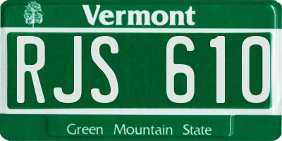 VT license plate RJS610