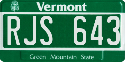 VT license plate RJS643