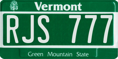 VT license plate RJS777