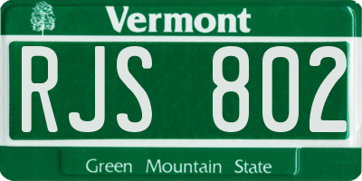 VT license plate RJS802