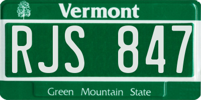 VT license plate RJS847