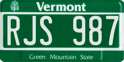 VT license plate RJS987