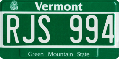 VT license plate RJS994