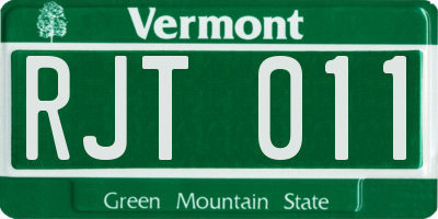 VT license plate RJT011