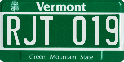 VT license plate RJT019