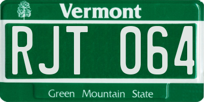 VT license plate RJT064