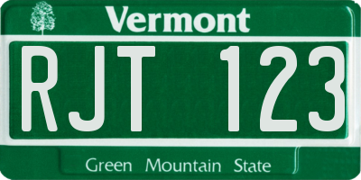 VT license plate RJT123