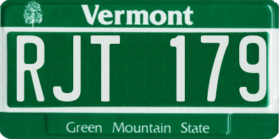 VT license plate RJT179