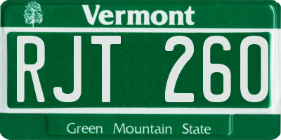 VT license plate RJT260