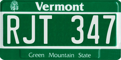 VT license plate RJT347