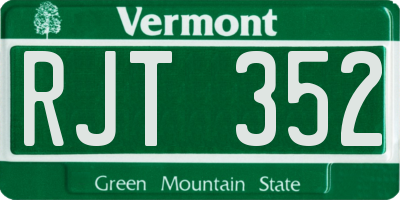 VT license plate RJT352