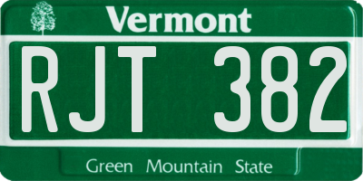 VT license plate RJT382