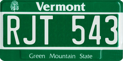 VT license plate RJT543