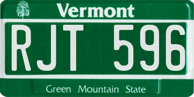 VT license plate RJT596