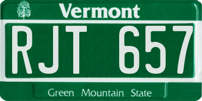 VT license plate RJT657