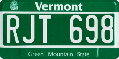 VT license plate RJT698