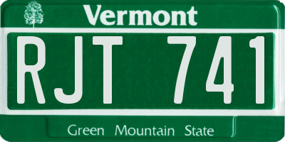 VT license plate RJT741