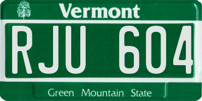 VT license plate RJU604