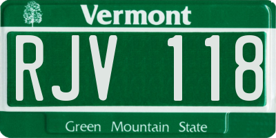 VT license plate RJV118
