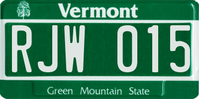 VT license plate RJW015