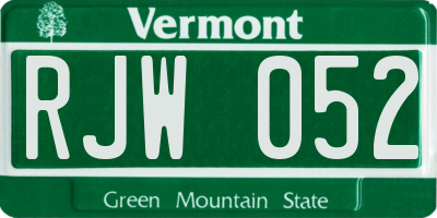VT license plate RJW052