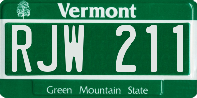 VT license plate RJW211