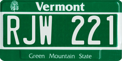VT license plate RJW221