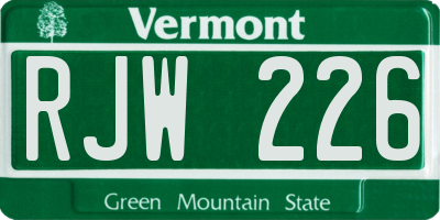 VT license plate RJW226