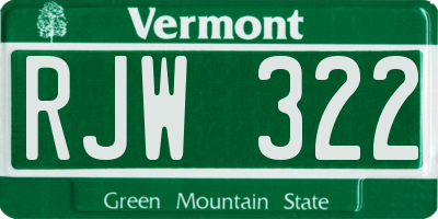 VT license plate RJW322