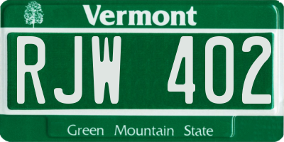 VT license plate RJW402