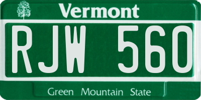 VT license plate RJW560