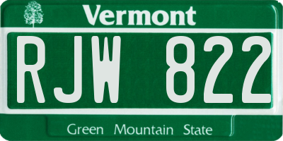 VT license plate RJW822