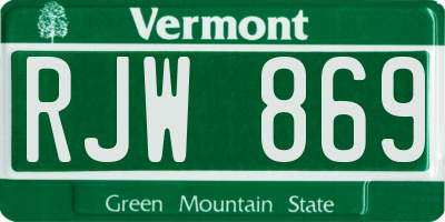 VT license plate RJW869