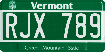 VT license plate RJX789