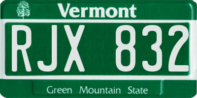 VT license plate RJX832