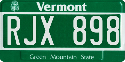 VT license plate RJX898