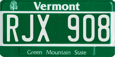 VT license plate RJX908