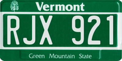VT license plate RJX921
