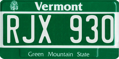 VT license plate RJX930