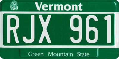 VT license plate RJX961