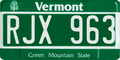 VT license plate RJX963