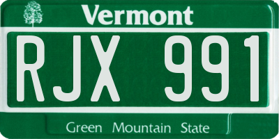 VT license plate RJX991