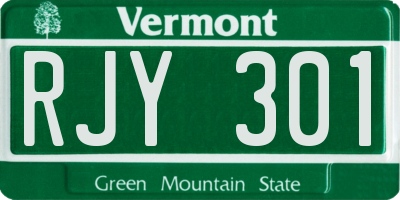 VT license plate RJY301