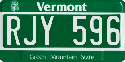 VT license plate RJY596
