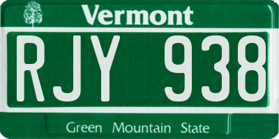 VT license plate RJY938