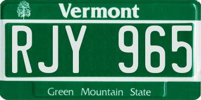 VT license plate RJY965