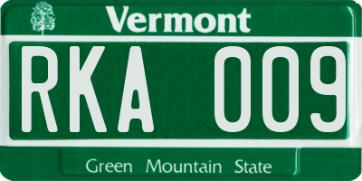 VT license plate RKA009