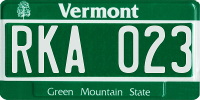 VT license plate RKA023
