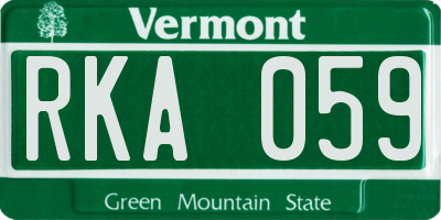 VT license plate RKA059