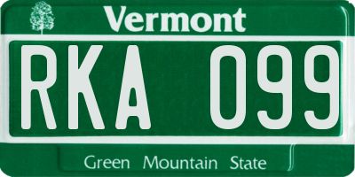 VT license plate RKA099